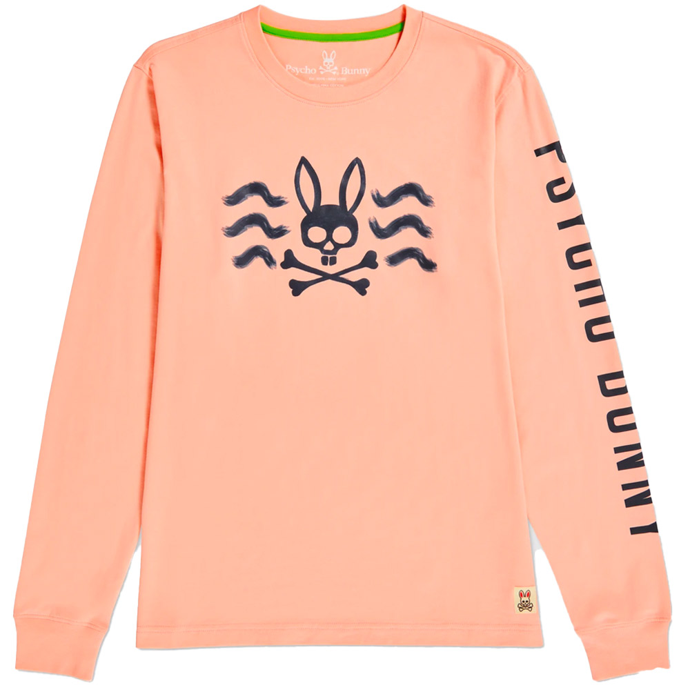 Psycho Bunny Men\'s Filcham Long Sleeve Graphic T-Shirt  Size SM, Fresco Pink