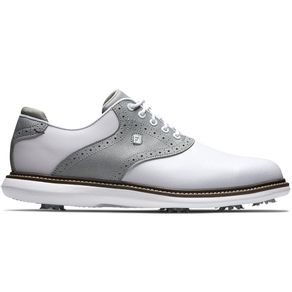 FootJoy Men\'s LE Traditions Frosted Collection Golf Shoes 2166589-White/Silver/White  Size 8.5 W, white/silver/white