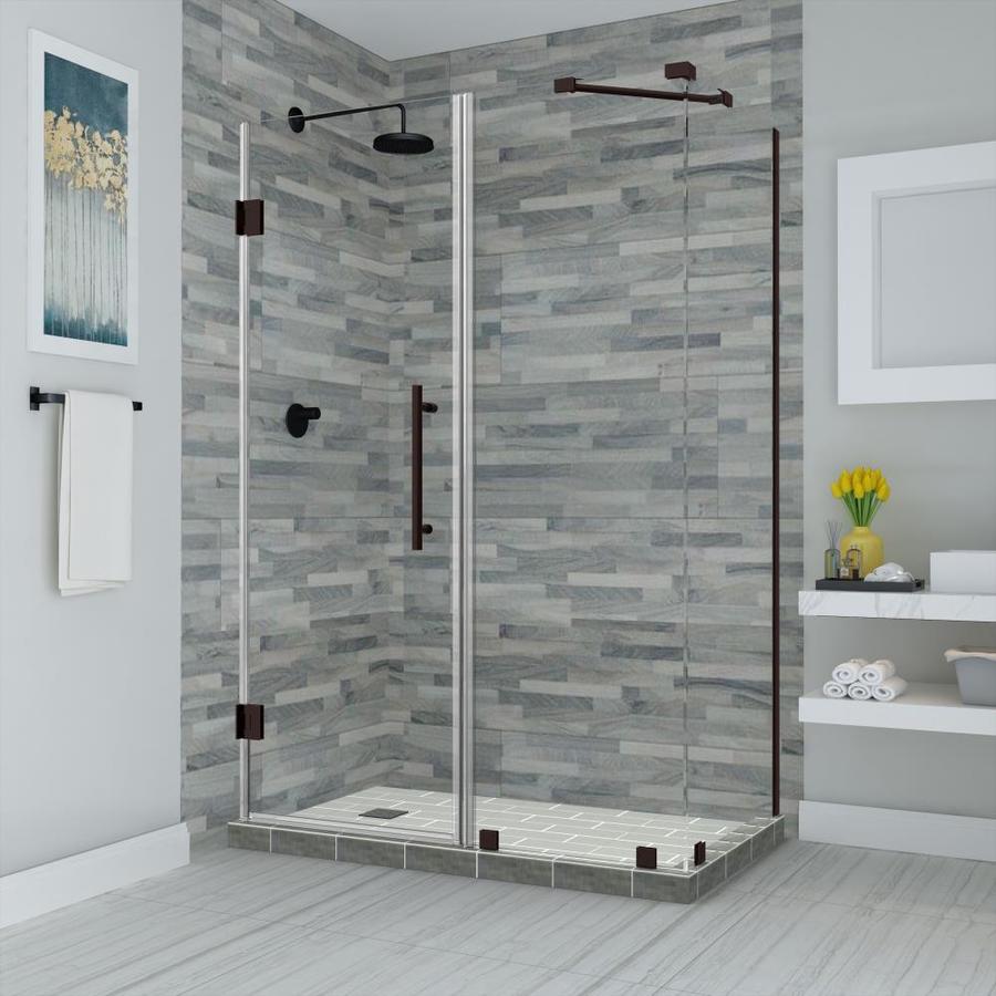 Aston Bromley 72-in H x 60.25-in to 61.25-in W Frameless Hinged Shower Door (Clear Glass) | SEN967EZNBR61293410