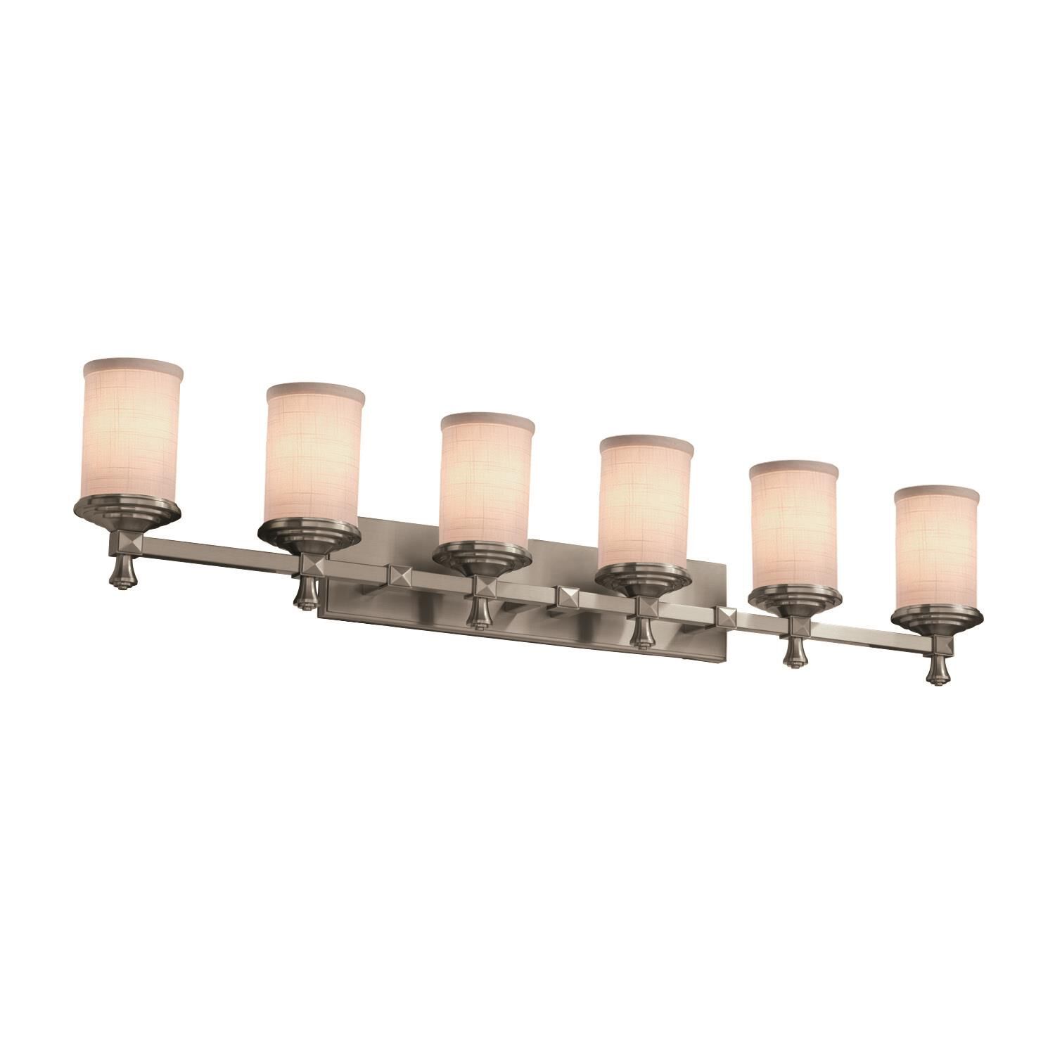 Justice Design Group Textile 45 Inch 6 Light Bath Vanity Light Textile - FAB-8536-10-WHTE-NCKL-LED6-4200 - Transitional