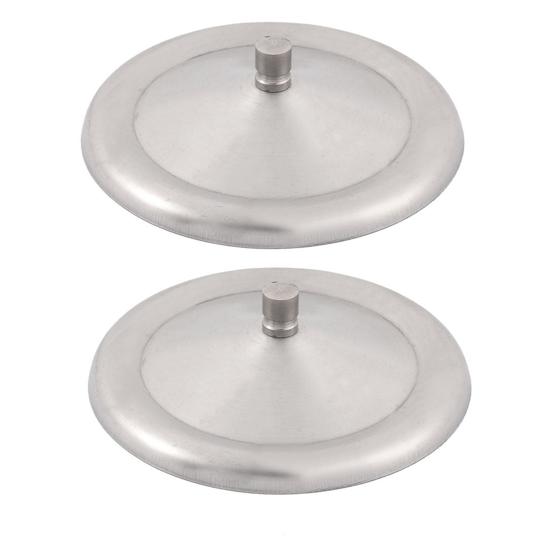 Home Round Shape Stainless Steel Drink Cup Lid Cover Mug Cap 2pcs - Silver