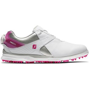 FootJoy Women\'s Pro/SL BOA Spikeless Golf Shoes 3001 Size 563-White/Silver/Rose  Size 5 M, white/silver/rose