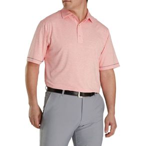 FootJoy Men\'s Lisle Space Dye Microstripe Polo 3006088-Coral/White  Size lg, coral/white