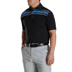 FootJoy Men\'s Lisle Chest Stripe Polo 3006150-Black  Size 2xl, black