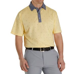 FootJoy Men\'s Birdseye Argyle Print Polo 3006165-Light Yellow/White/Slate  Size 2xl, light yellow/white/slate