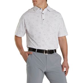 FootJoy Men\'s Lisle Flock of Birds Print Polo 3006267-White/Gray  Size md, white/gray