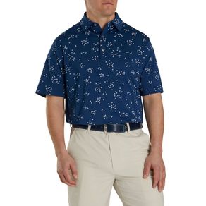 FootJoy Men\'s Lisle Flock of Birds Print Polo 3006272-Deep Blue/White  Size md, deep blue/white