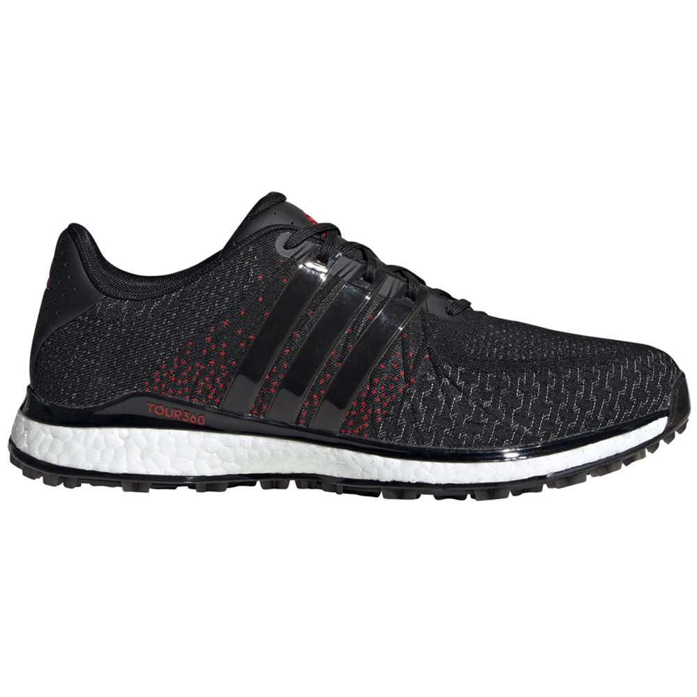 adidas Men\'s TOUR360 XT-SL Textile Spikeless Golf Shoes  Size 11.5, Core Black/Gray Five/Scarlet
