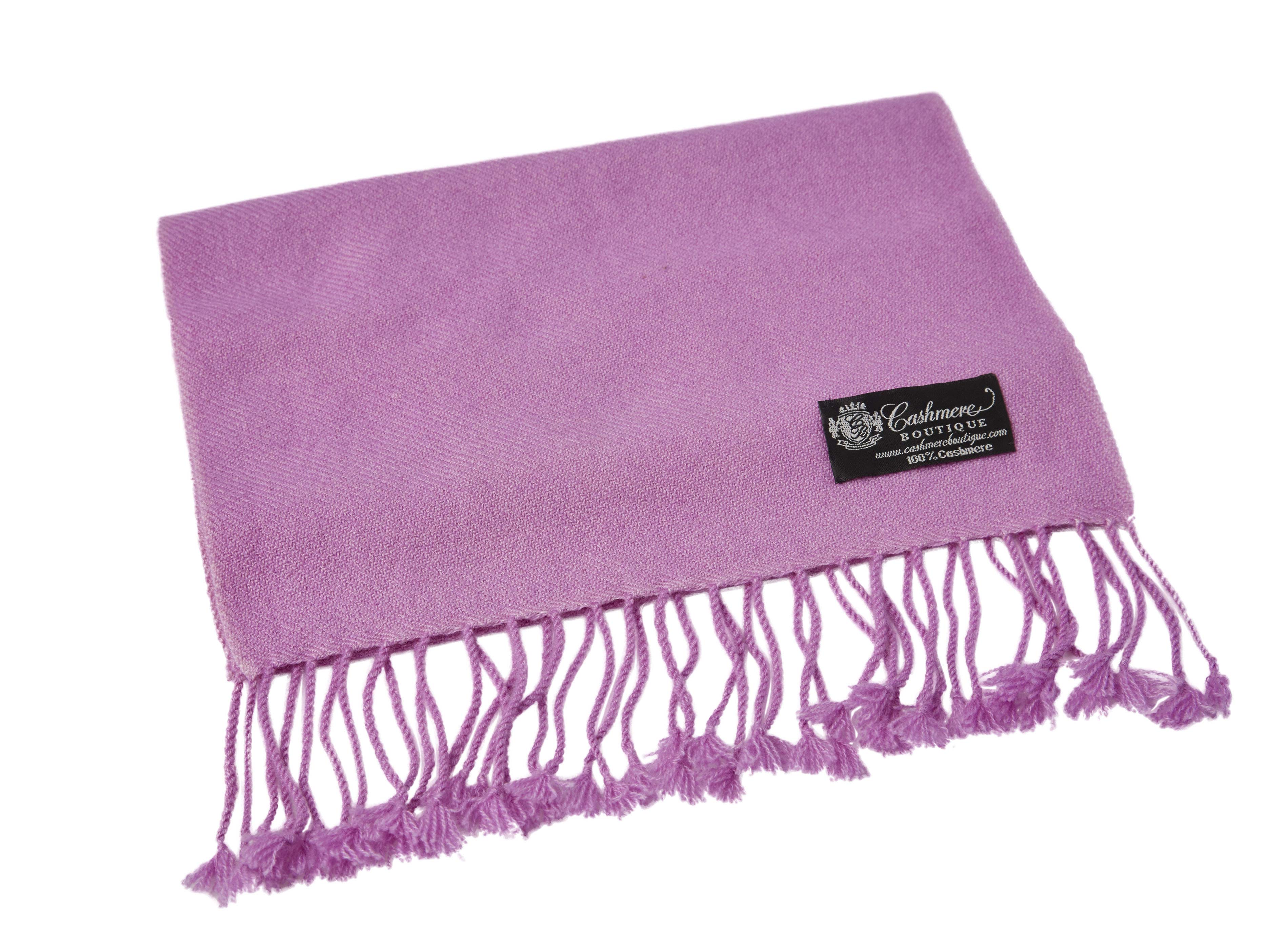 Pure Cashmere Scarf with Tassels (Faded Lilac)