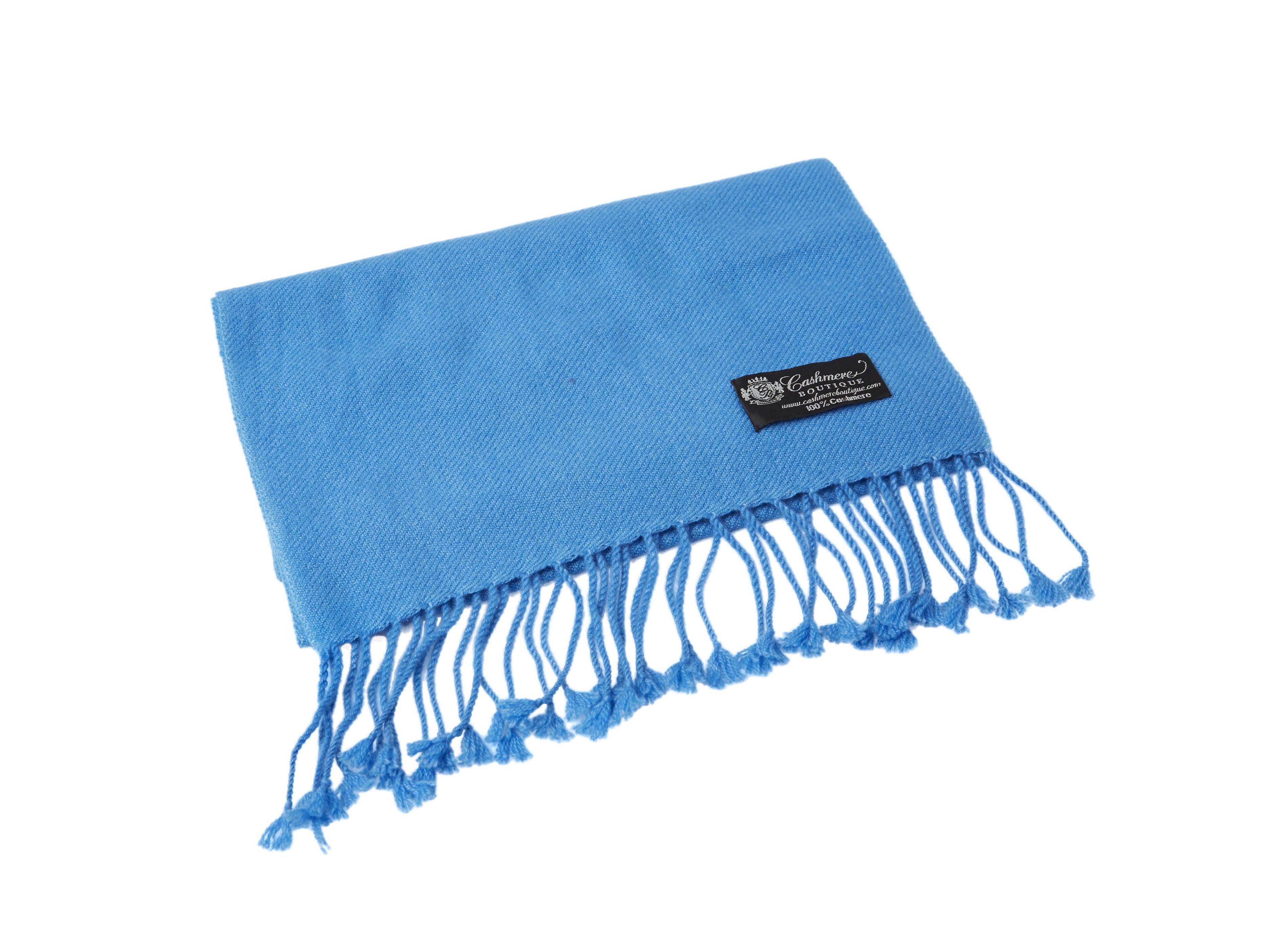 Pure Cashmere Scarf with Tassels (Ocean)