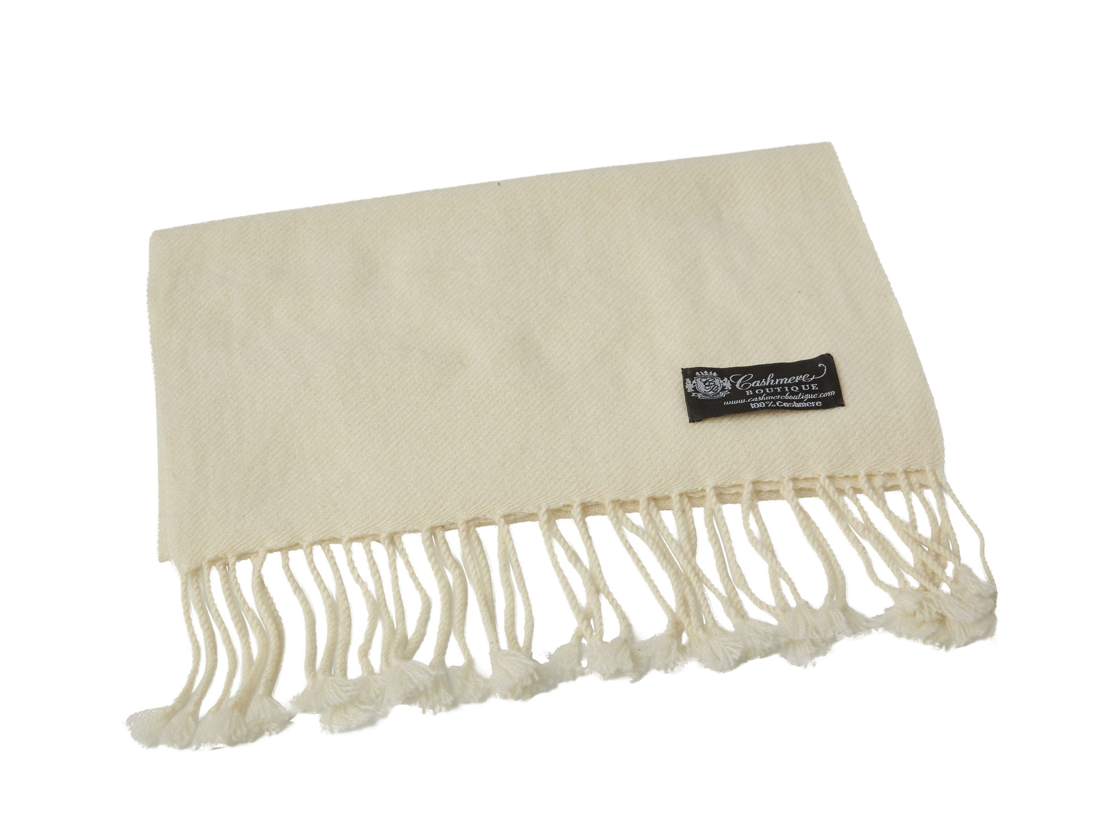 Pure Cashmere Scarf with Tassels (Vanilla)