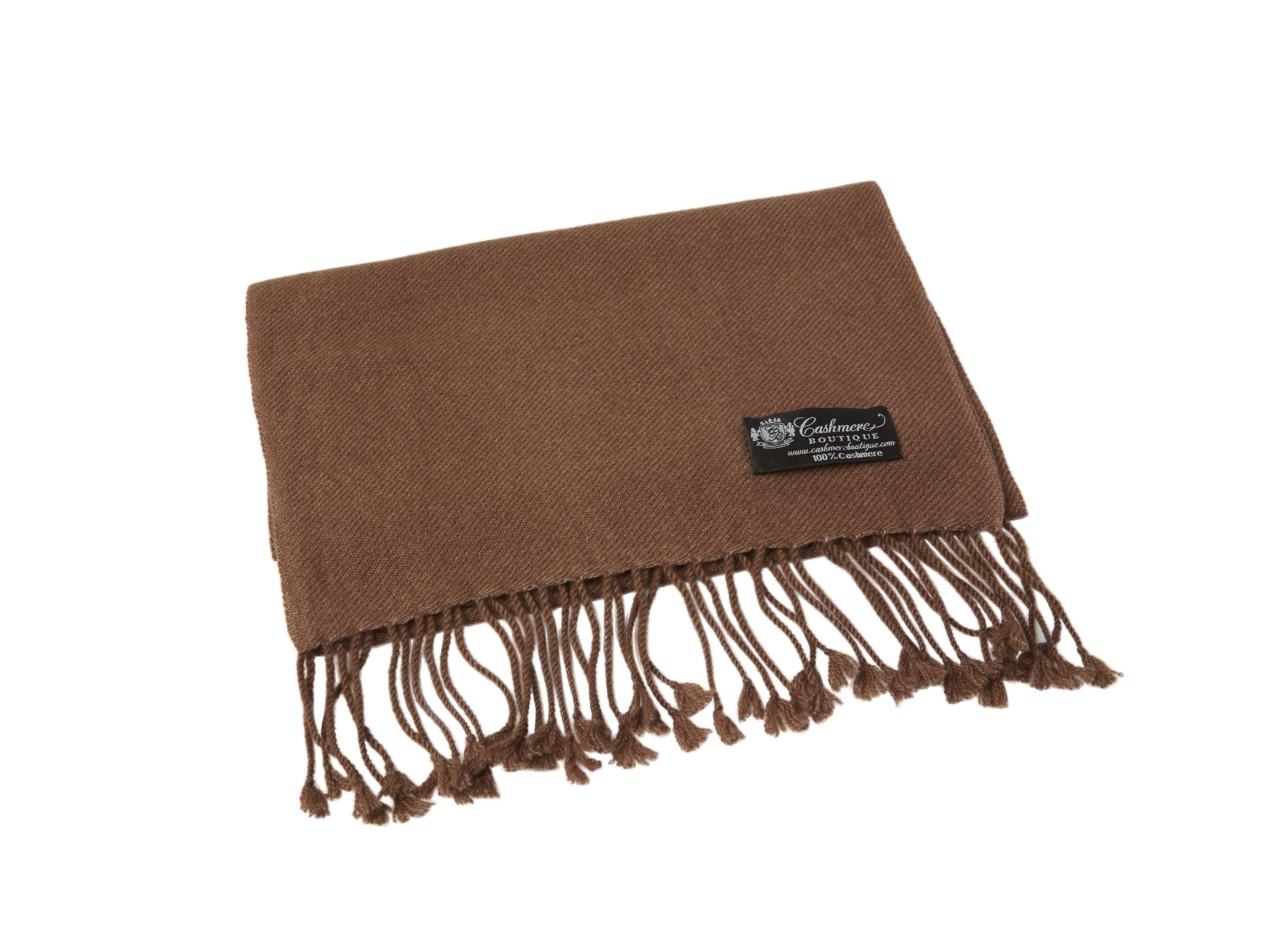 Pure Cashmere Scarf with Tassels (Mocha)