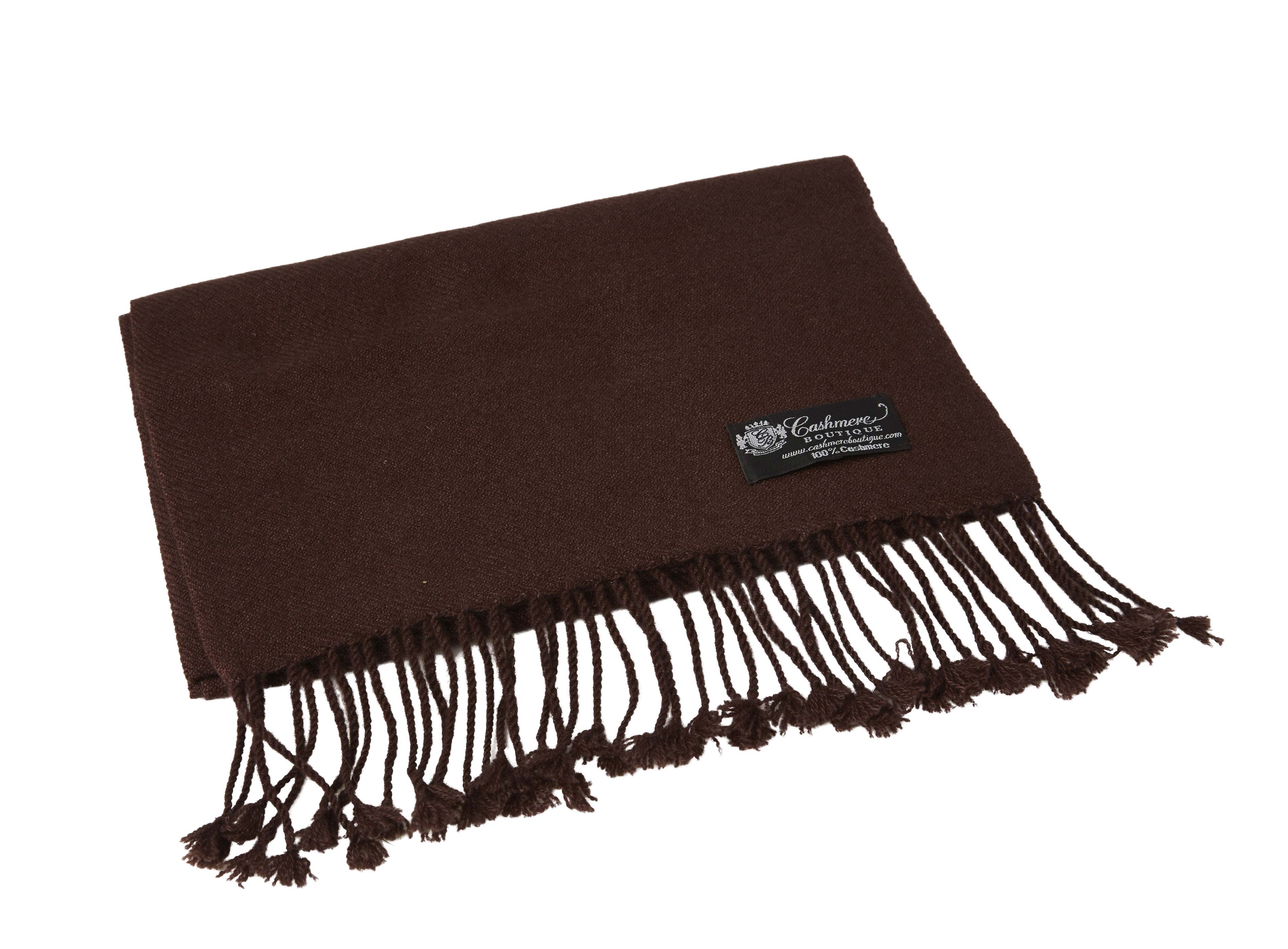 Pure Cashmere Scarf with Tassels (Espresso)