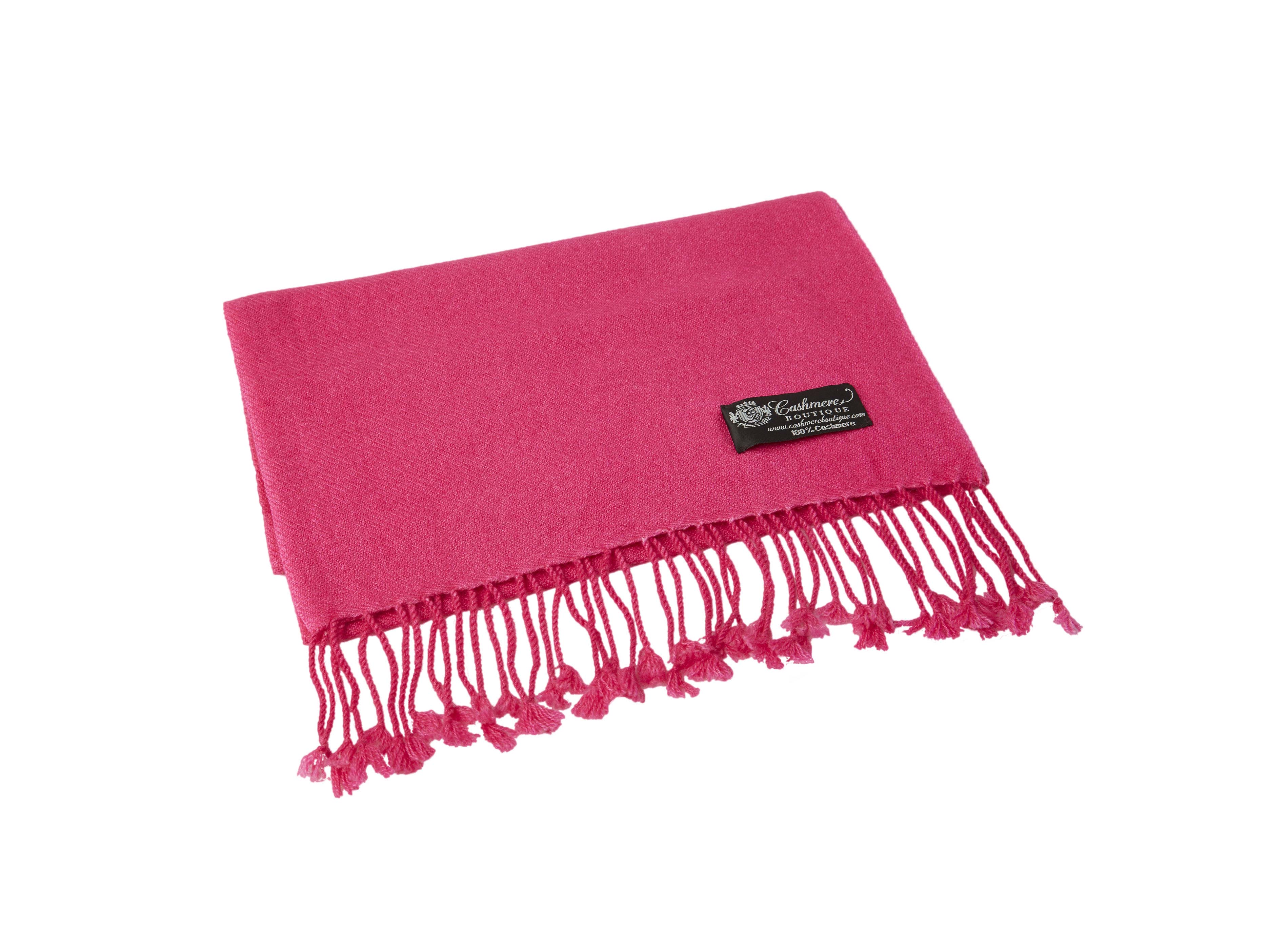 Pure Cashmere Scarf with Tassels (Pink Monalisa)