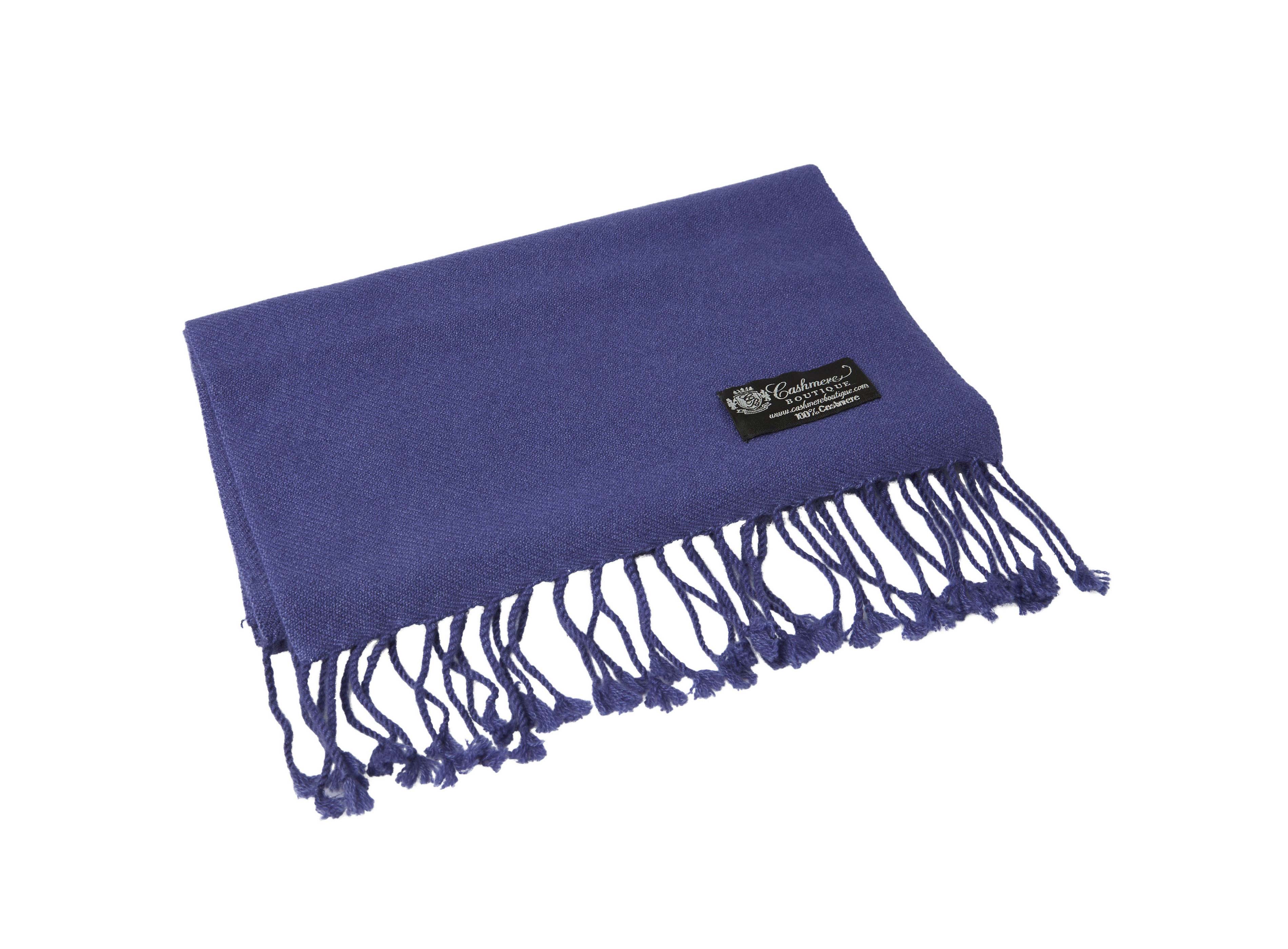 Pure Cashmere Scarf with Tassels (Periwinkle)