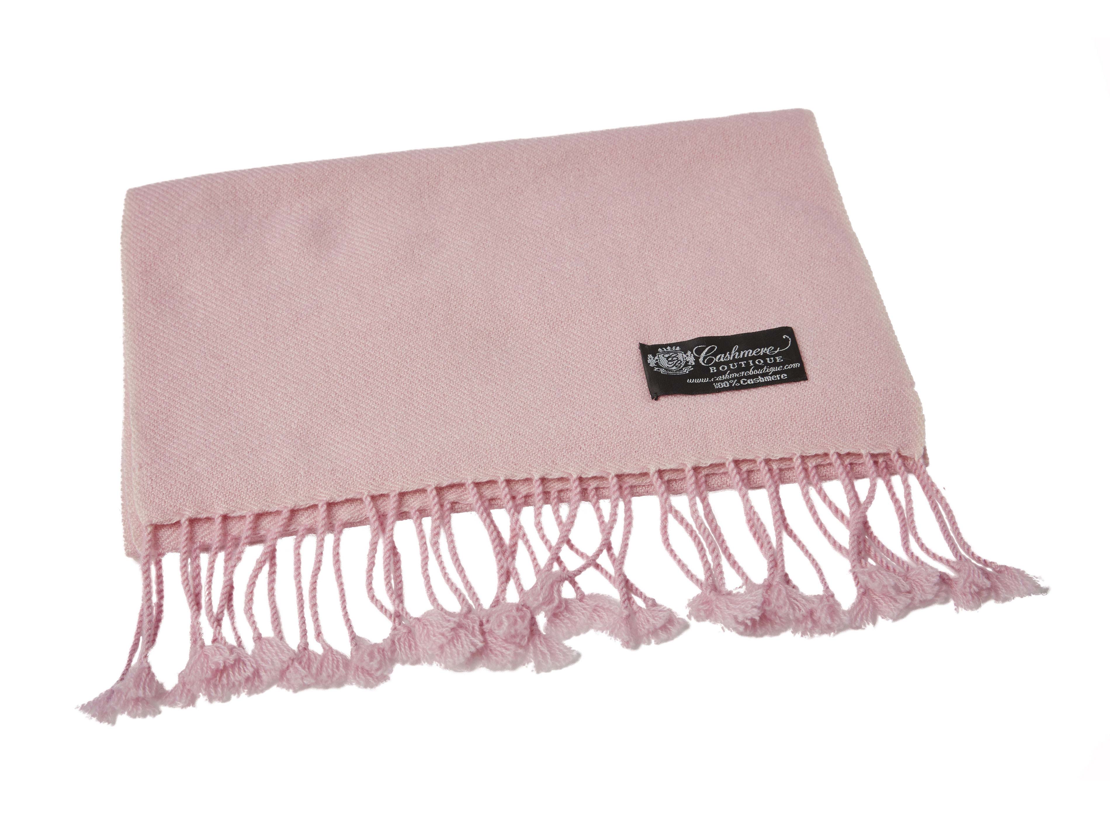 Pure Cashmere Scarf with Tassels (Rose Petal Pink)