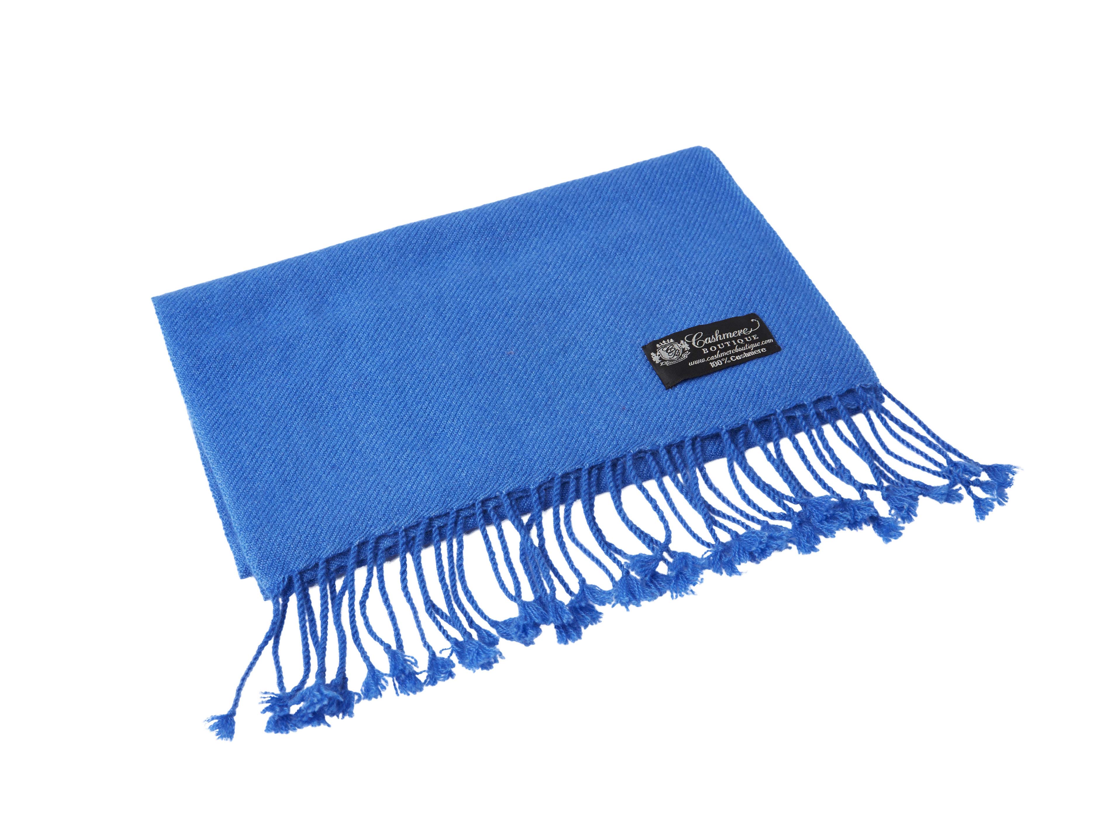 Pure Cashmere Scarf with Tassels (Lapis)