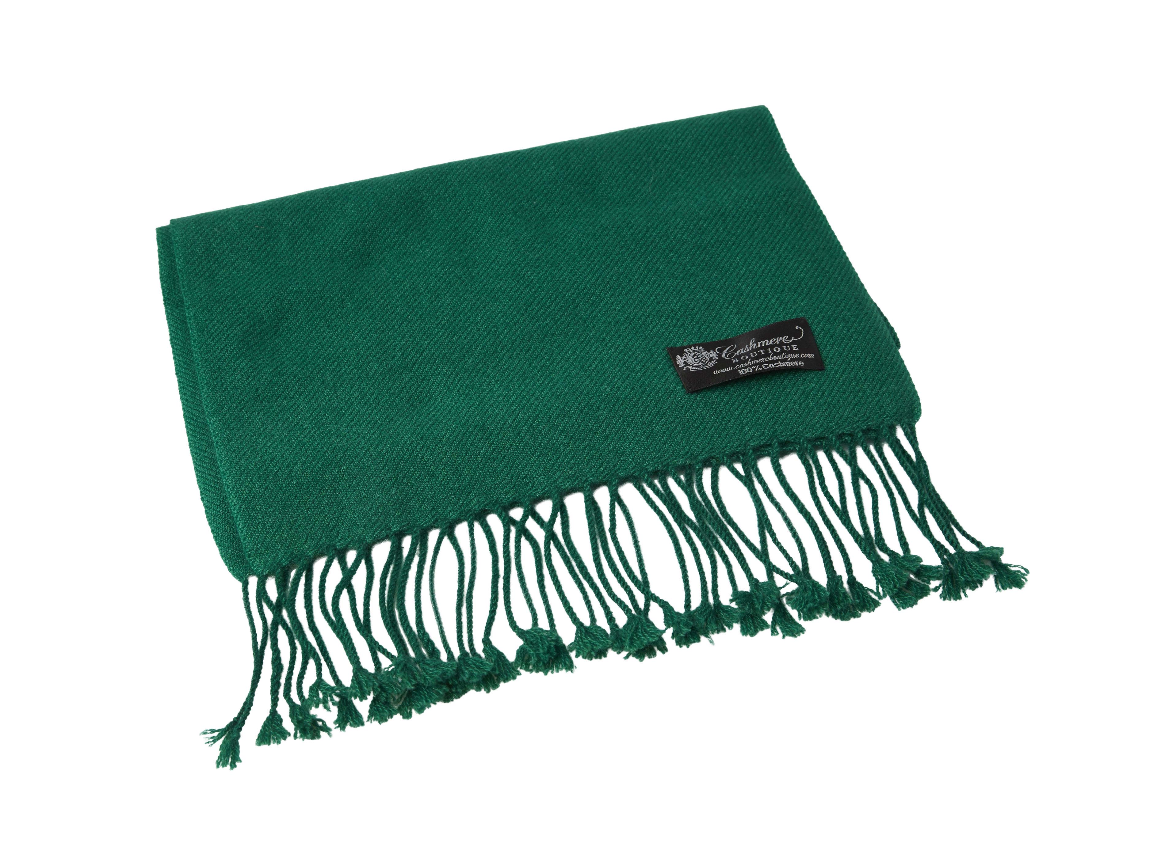 Pure Cashmere Scarf with Tassels (Bottle Green)