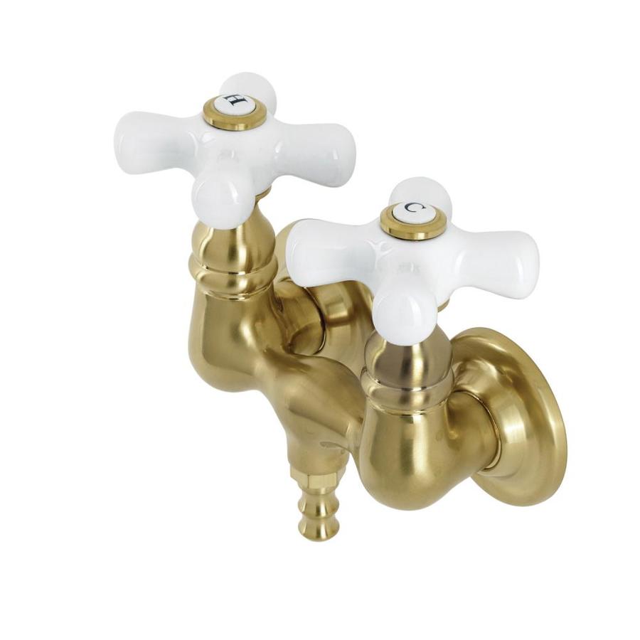 Kingston Brass Vintage Brushed Brass 2-Handle Tub Wall Mount Clawfoot Tub Faucet (Valve Included) | WLAE39T7