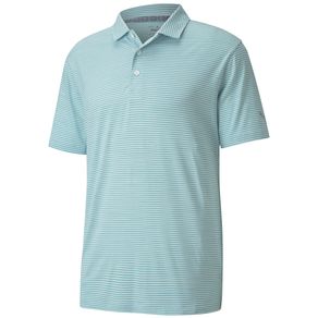 Puma Men\'s Cloudspun Caddie Stripe Polo 4003551-Milky Blue Heather  Size xl, milky blue heather