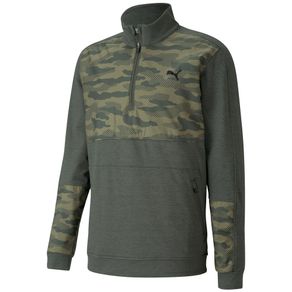 Puma Men\'s Cloudspun Camo 1/4 Zip Pullover 4004424-Thyme  Size sm, thyme