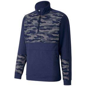 Puma Men\'s Cloudspun Camo 1/4 Zip Pullover 4004436-Peacoat  Size sm, peacoat