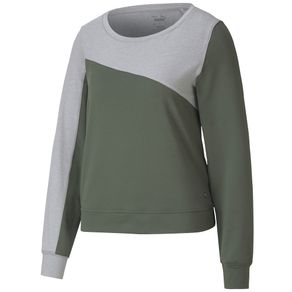 Puma Women\'s Cloudspun Colorblock Crew Pullover 4005198-Thyme  Size xs, thyme