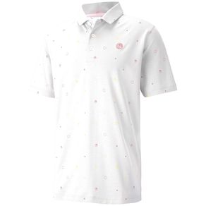 Puma Men\'s AP Legacy Print Polo 4005725-Bright White  Size lg, bright white