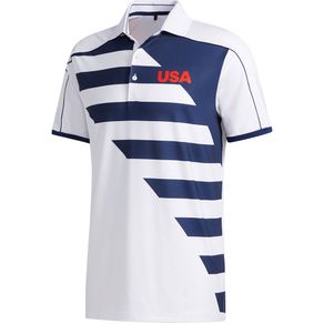 adidas Men\'s USA Golf Polo 4006858-White/Dark Blue  Size lg, white/dark blue