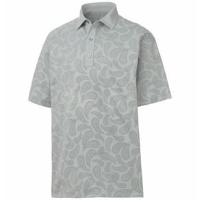 FootJoy Men\'s Pique Tonal Paisley Print Polo 4015233-Heather Gray  Size md, heather gray