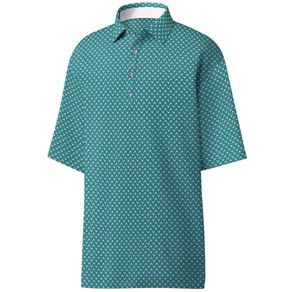 FootJoy Men\'s Lisle Palm Print Polo 4015265-Emerald/White  Size xl, emerald/white