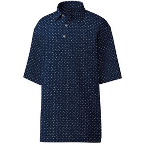 FootJoy Men\'s Lisle Batik Circle Print Polo 4015394-Navy/White  Size lg, navy/white