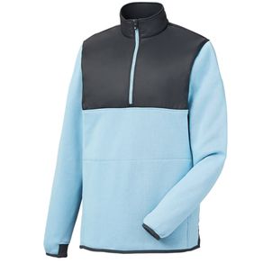 FootJoy Men\'s Sweater Fleece Pullover 4015535-Heather Light Blue/Charcoal  Size md, heather light blue/charcoal