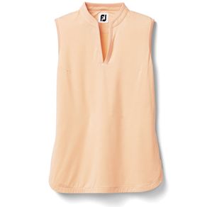 FootJoy Women\'s Sleeveless Micro Stripe Lisle Polo 4016306-Peach/White  Size sm, peach/white