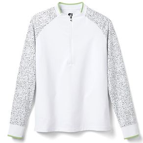 FootJoy Women\'s 1/4 Zip Twill Back Jersey Granite Sleeves Pullover 4016334-White  Size sm, white