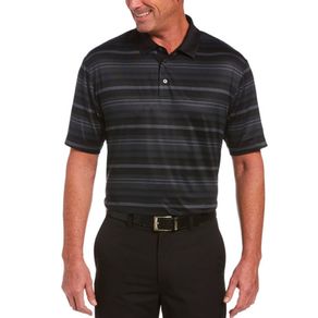 Ben Hogan Men\'s Textured All Over Stripe Polo 4017718-Caviar  Size sm, caviar