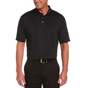 Ben Hogan Men\'s All Over Geo Polo 4017756-Caviar  Size lg, caviar