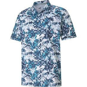 Puma Men\'s Tech Pique Botanical Polo 4018131-Navy Blazer/Ocean Depths  Size xl, navy blazer/ocean depths