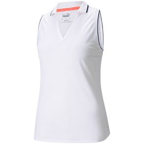 Puma Women\'s MATTR Sprinter Sleeveless Polo 4019326-Bright White Heather  Size 2xl, bright white heather