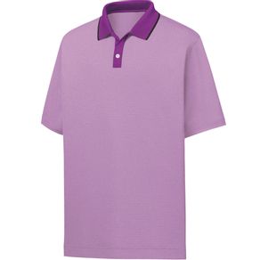 FootJoy Men\'s Lisle Ministripe Polo 4025000-Mulberry/White  Size md, mulberry/white