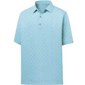 FootJoy Men\'s Lisle Weather Print Polo 4025040-Ice Blue  Size md, ice blue