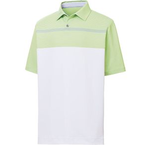 FootJoy Men\'s Lisle Engineered Pinstripe Polo 4025081-White/Lime/Gray  Size lg, white/lime/gray