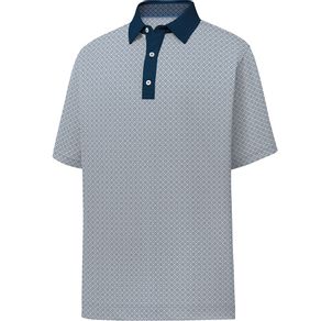 FootJoy Men\'s Lisle Foulard Print Polo 4025141-Navy/White  Size lg, navy/white