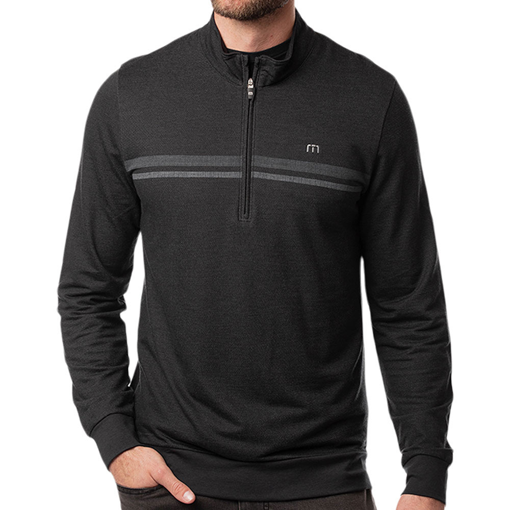 TravisMathew Men\'s Hot Cocoa 1/4 Zip Pullover  Size MD, Black/Sharkskin