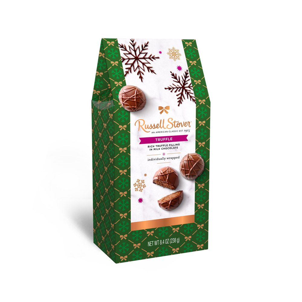 milk chocolate truffles holiday stand up box, 8.4 oz. | chocolates | by russellstover