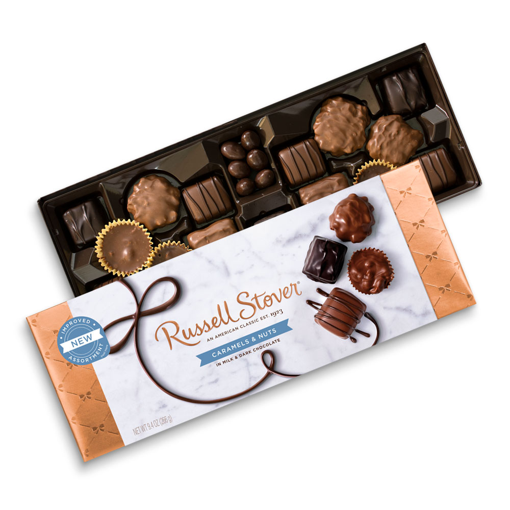 caramels and nuts assortment, 9.4 oz. box | chocolates | by russell stover