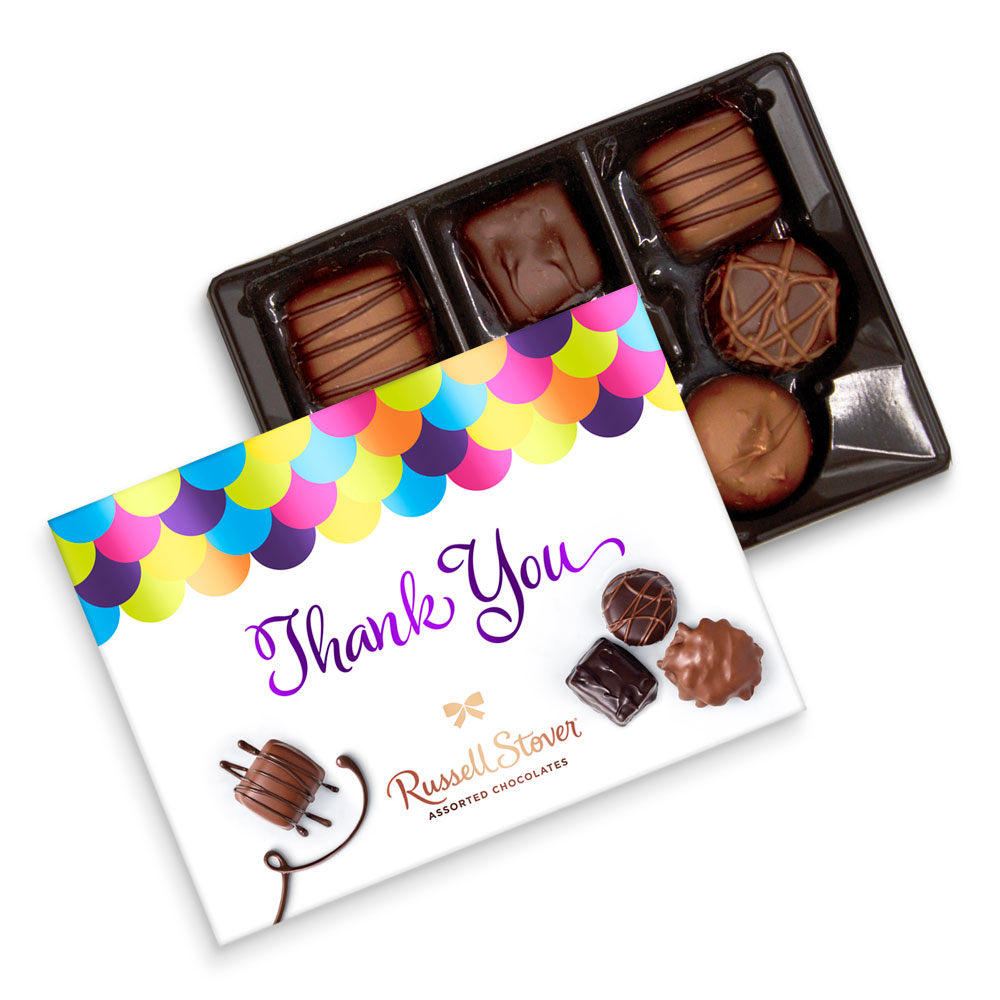 assorted chocolates thank you box, 4.6 oz. | mixed assorted chocolates | by russell stover