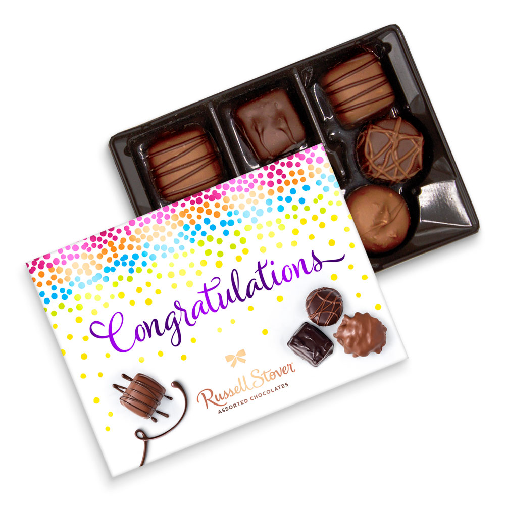 assorted chocolates congratulations, 4.6 oz. box | mixed assorted chocolates | by russell stover