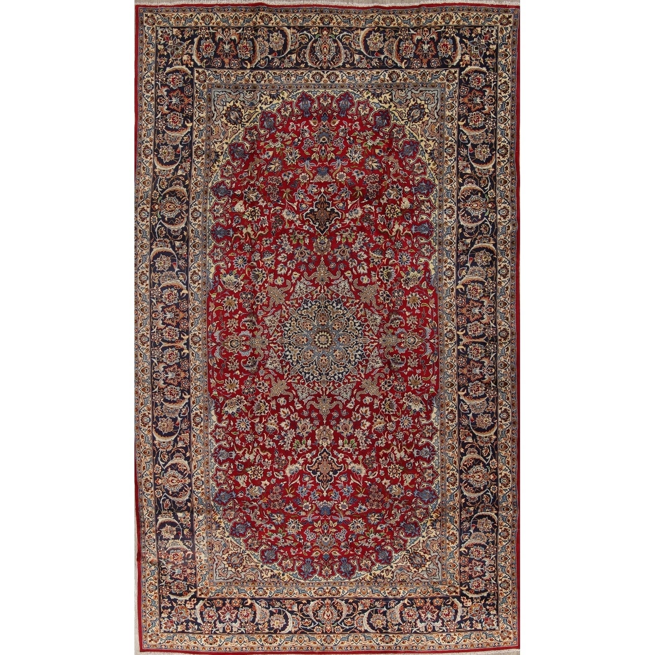 Najafabad Floral Medallion Hand-Knotted Wool Persian Oriental Area Rug - 16'10