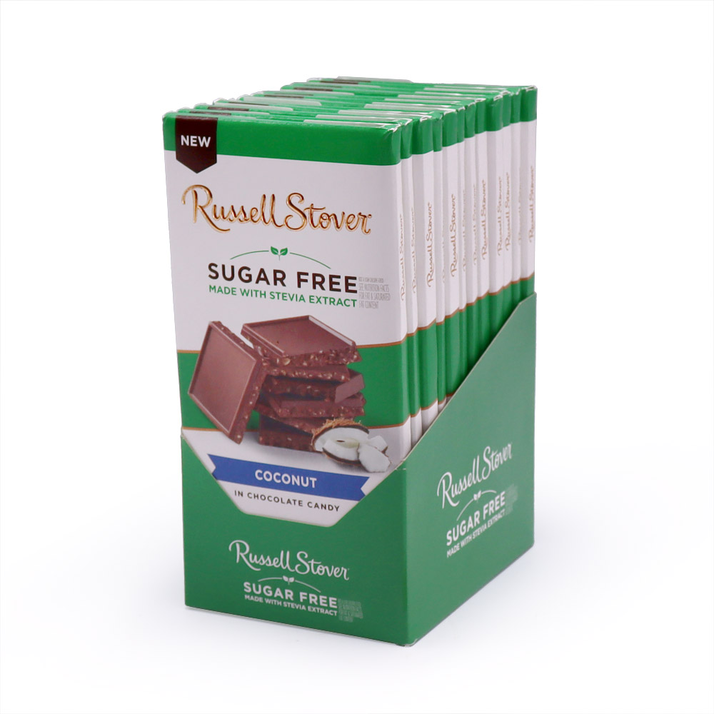 sugar free chocolate coconut 3 oz. bar, case of 12 | by russell stover